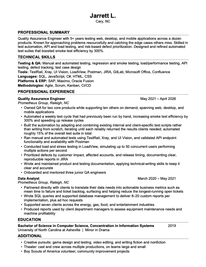 Resume after LuminHuman — one clean, ATS-friendly page